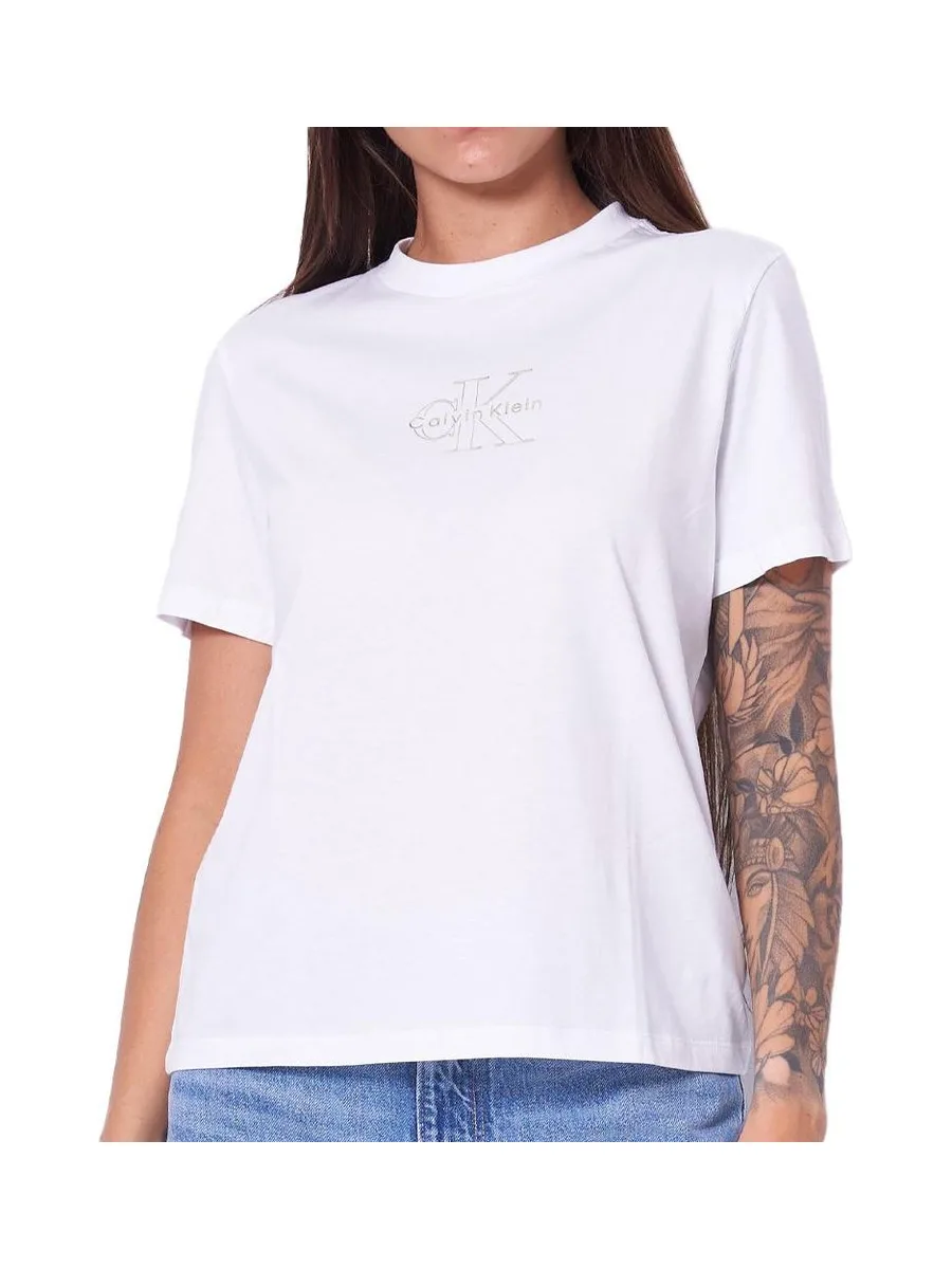 T-Shirt Blanc Femme Calvin Klein Jeans Classic Foil 1