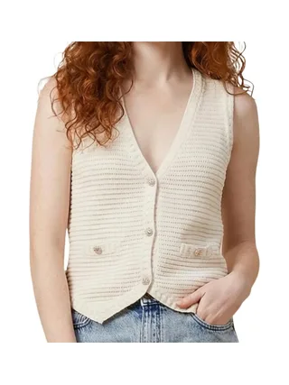 Gilet sans manches ivoire femme Morgan Coton 100% 1