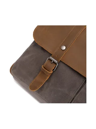 MICK - Sacoche en cuir véritable et toile enduite - Bleu 23