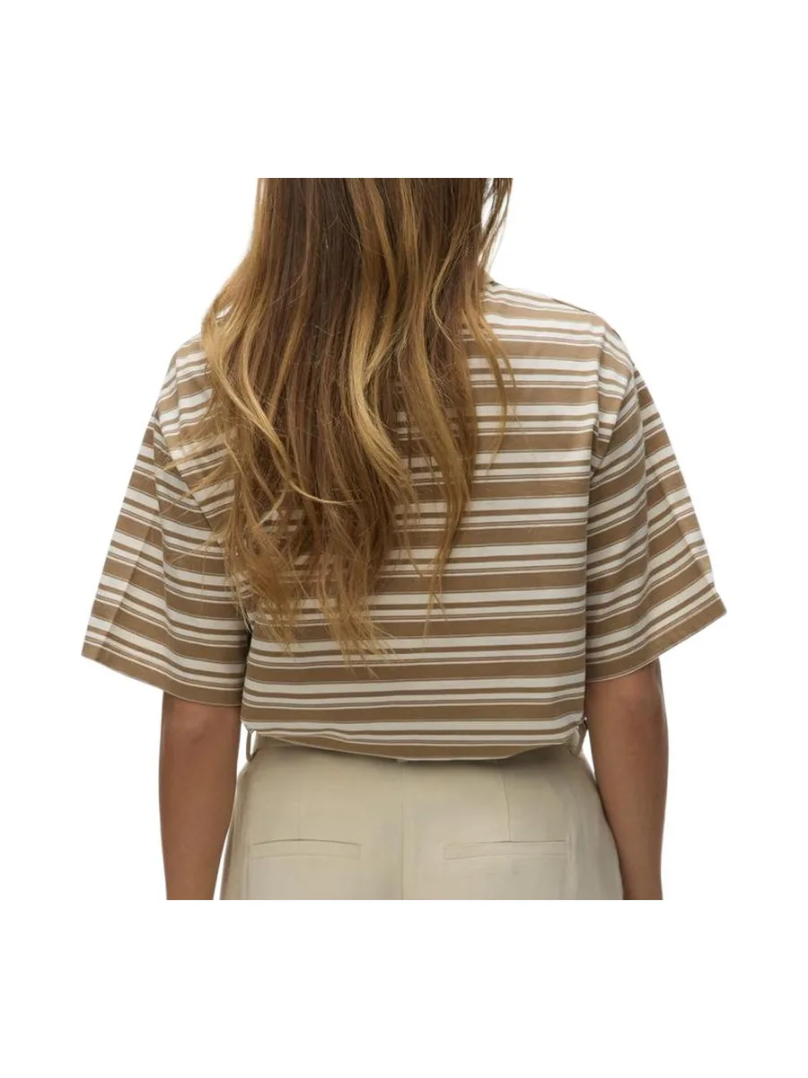 Polo Marron/Blanc Femme Vero Moda Awmaren 2/4 3