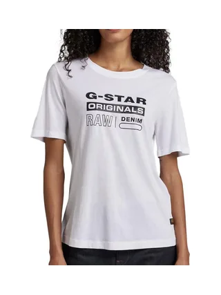 T-shirt Blanc Femme G-Star Raw Originals Label 1