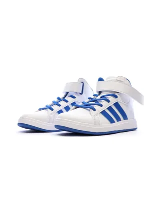 Baskets Blanche/Bleu Garçon Adidas Grand Court Mid K 6