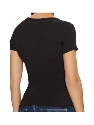 T-Shirt Noir Femme Tommy Hilfiger Slim Button 2