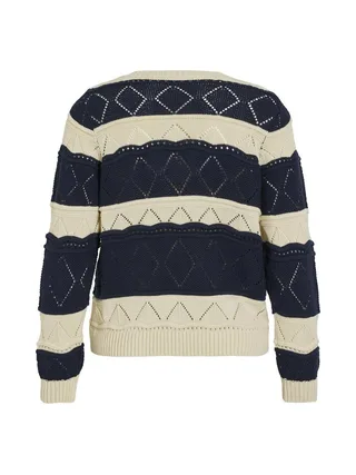 Pull Beige/Marine Femme Vila Lolise 2
