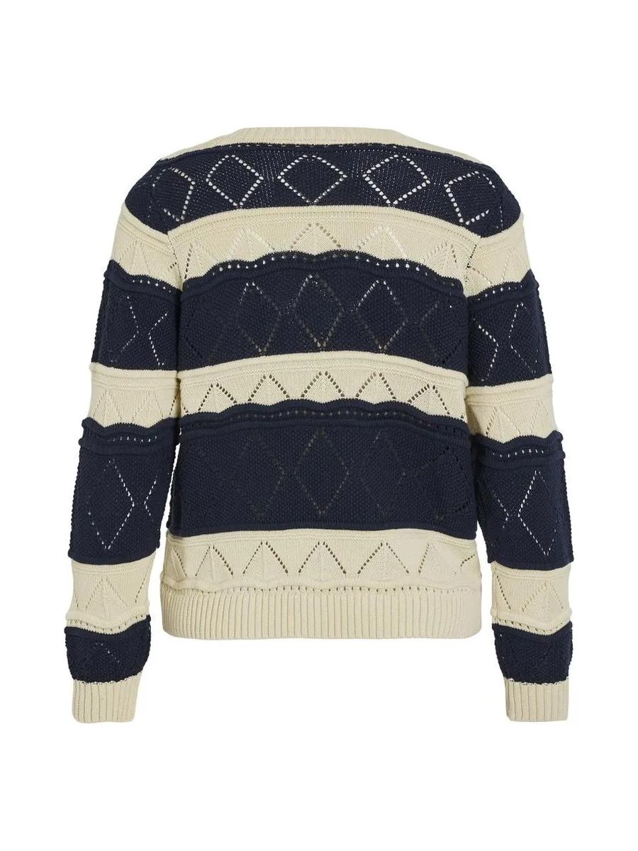 Pull Beige/Marine Femme Vila Lolise 3
