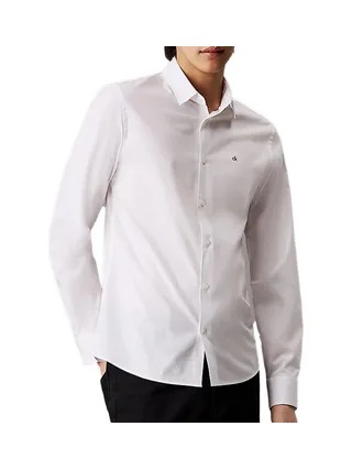 Chemise Blanche/Noir Homme Calvin Klein Jeans Poplin Stretch 1