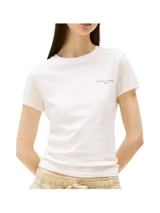 T-shirt Blanc Femme Tommy Hilfiger Slim Linear DW0DW21164 1