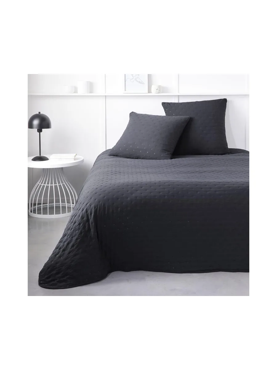 Couvre lit Noir + 2 Taies D'oreiller Today 240X220 2