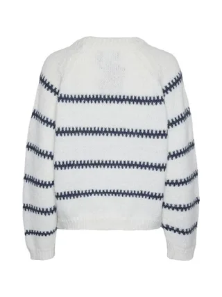 Pull Blanc/Marine Femme Pieces Sonja 2