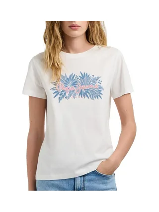 T-Shirt Blanc/Bleu Femme Pepe jeans Cristina 1