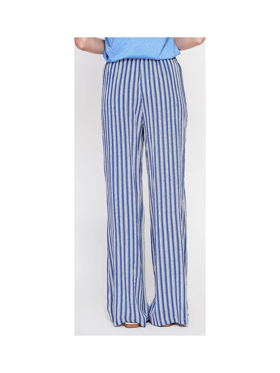 Pantalon taille haute à rayure avec cordons de serrage avec poches 7