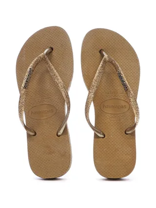 Tongs Marron/Doré Femme Havaianas Slim Platform Sparkle 3