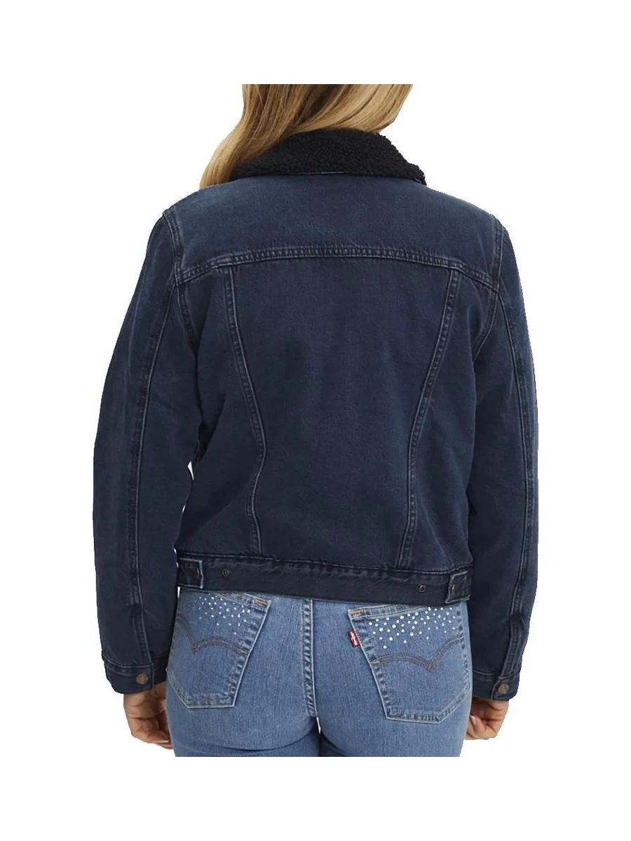 Veste en Jean Bleu Foncé Femme Levi's Original Sherpa Trucker 3