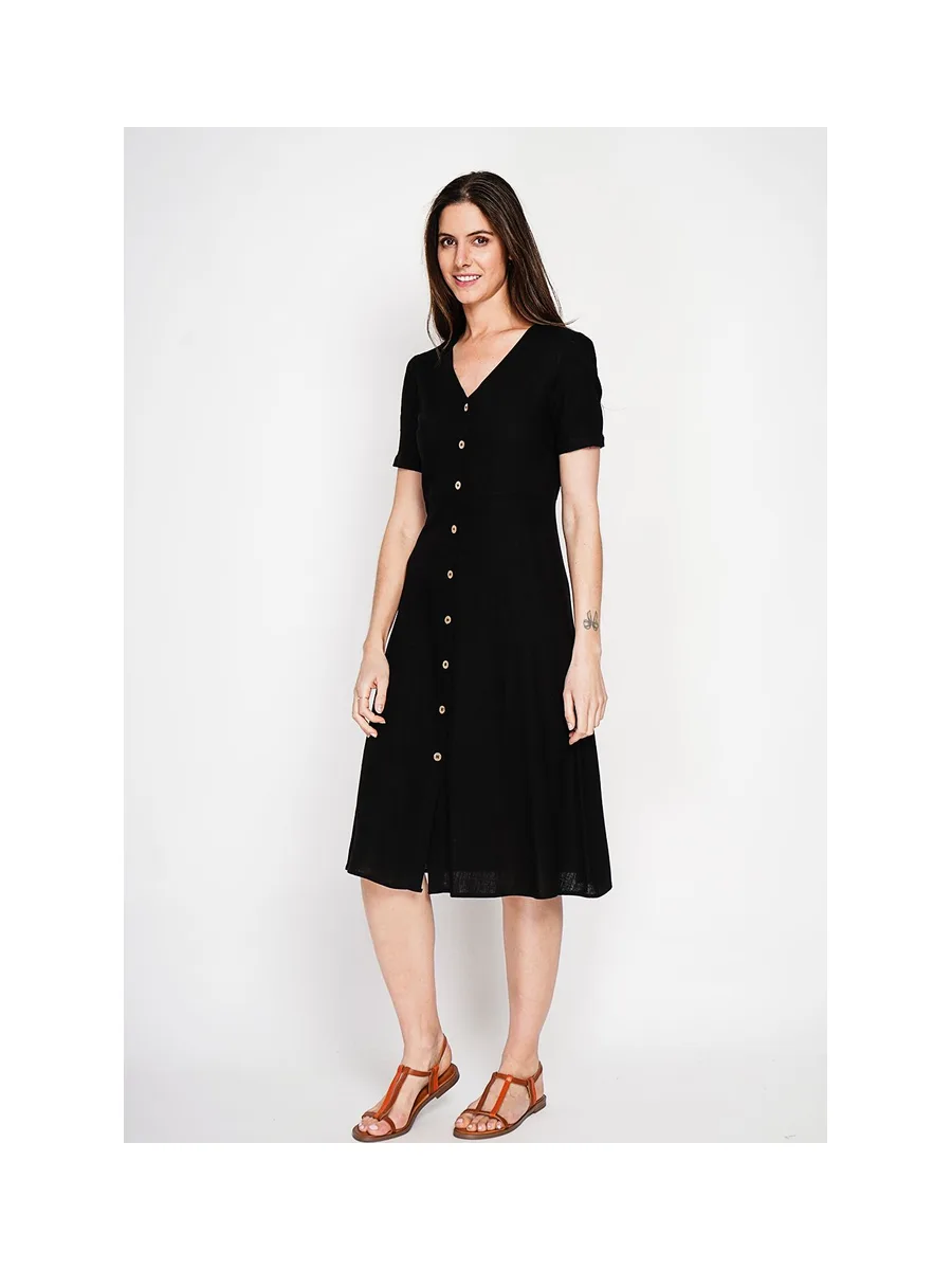 Robe longue boutonnée devant à manche court 9