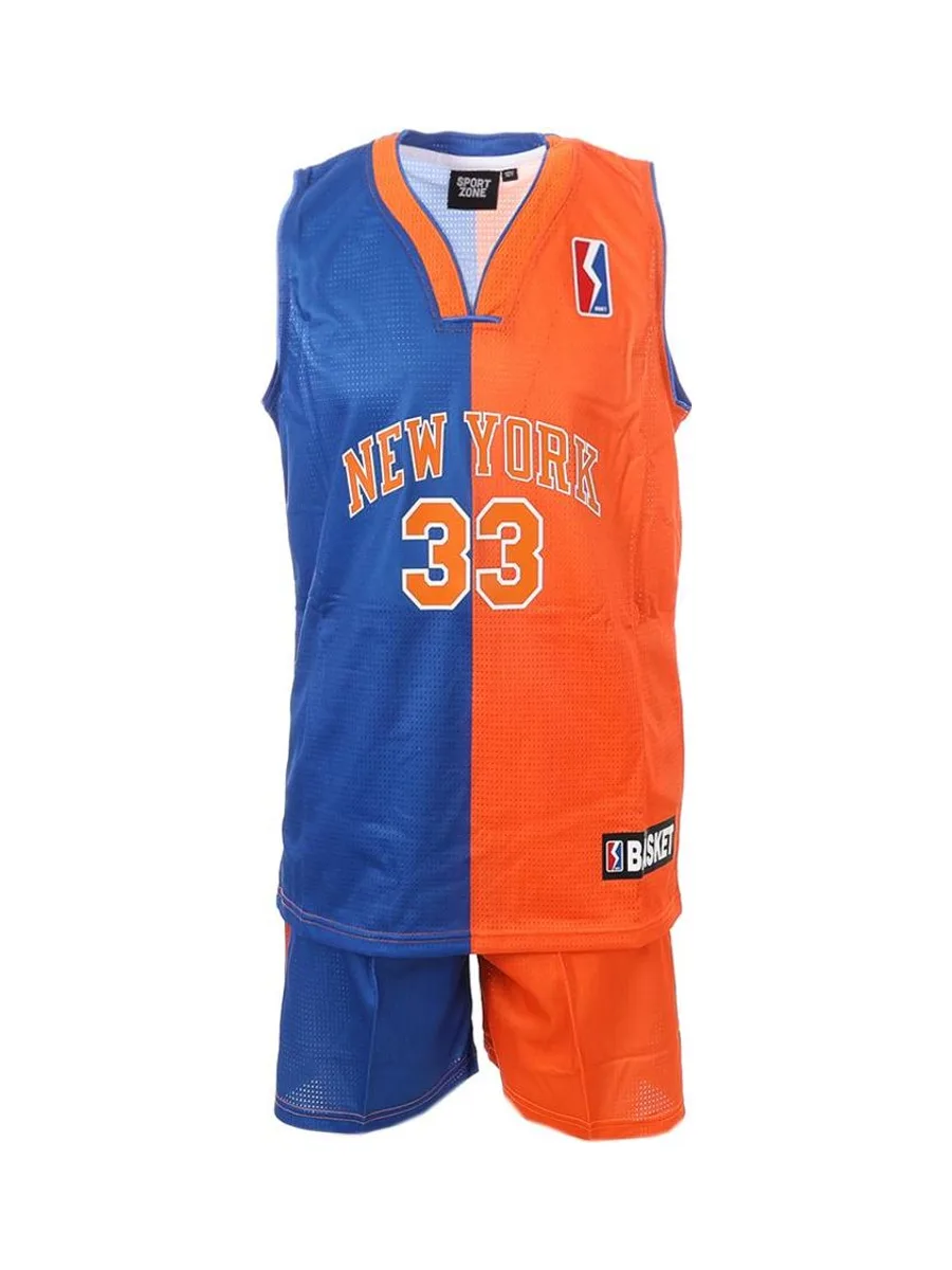 New York Ensemble de Basketball Bleu/Orange Garçon Sport Zone 2