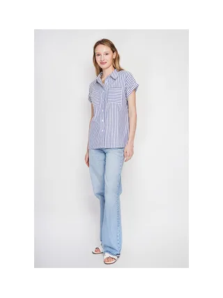 Chemise boutonnée devant à manche court à rayure 1
