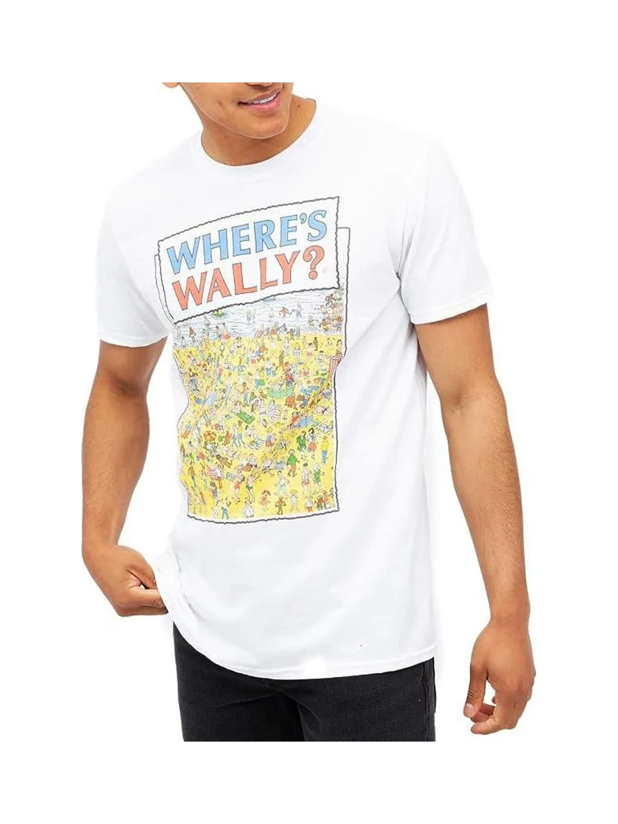 T-Shirt Blanc Homme Wheres Wally Beach 2