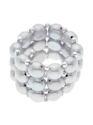 Bague 3 Rangs Véritables Perles d'Eau Douce 4 mm 3