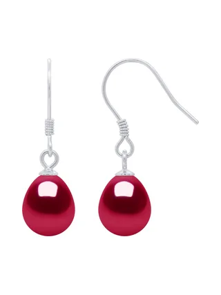 Boucles d'Oreilles Véritables Perles d'Eau Douce Poires 8-9 mm — Argent 925 Millièmes Rhodié 3
