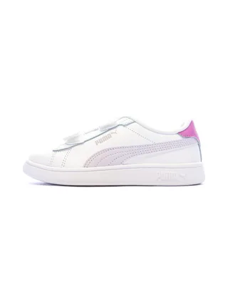 Baskets Blanc/Rose Fille Puma Smash 3.0 1