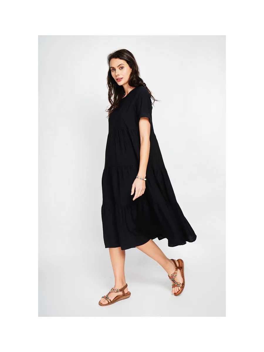 Robe longue coupe babydoll à manches courtes 10