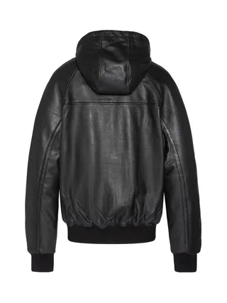 Blousons Noir Homme Schott Cuir Capuche 2