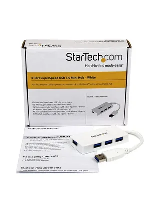 Portable 4 Port Mini USB 3.0 Hub - White 6