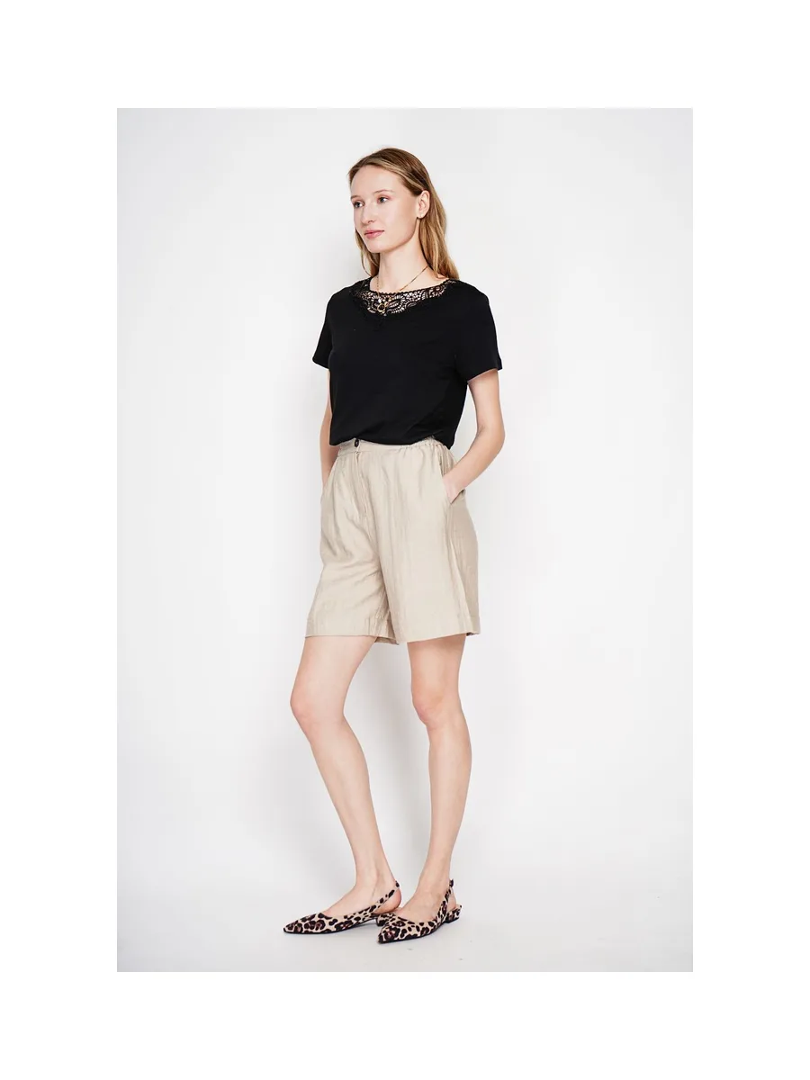 T-shirt col rond manches court dentelle 22