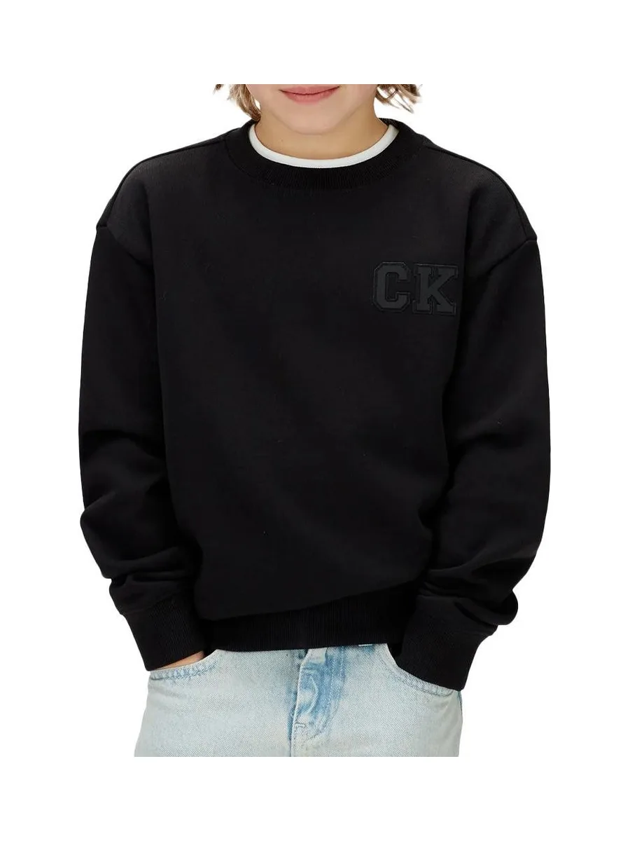 Sweat Noir Garçon Calvin Klein Jeans Relaxed Crewneck 2