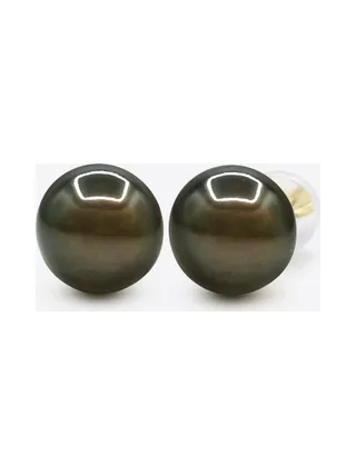 Boucles d'Oreilles Véritables Perles de Tahiti Rondes 8-9 mm — Or Jaune 375 Millièmes 1