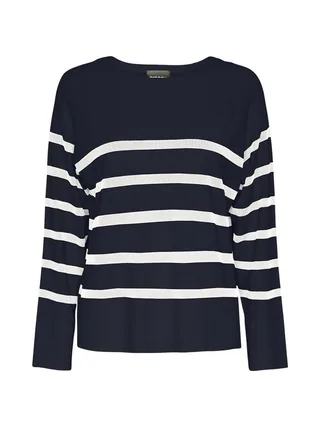 Pull Marine/Blanc Femme Pieces Sia 1