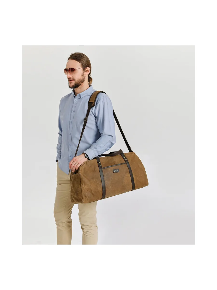 BOB - Sac de voyage en cuir véritable et toile enduite - Bleu 10