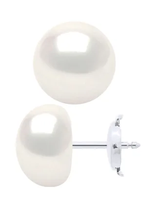 Boucles d'Oreilles Véritables Perles d'Eau Douce Bouton 10-11 mm — Or Jaune 375 Millièmes 3