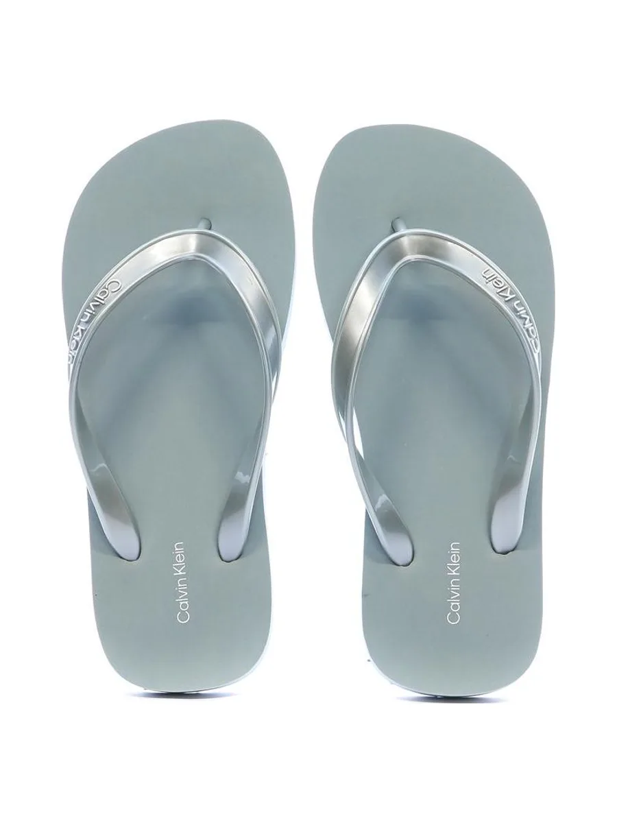Tongs Bleu Femme Calvin Klein Jeans Flip Flop Tpu Metall 4