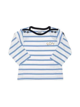 T-Shirt Blanc/Bleu Garçon EOM Eloris Raye 1