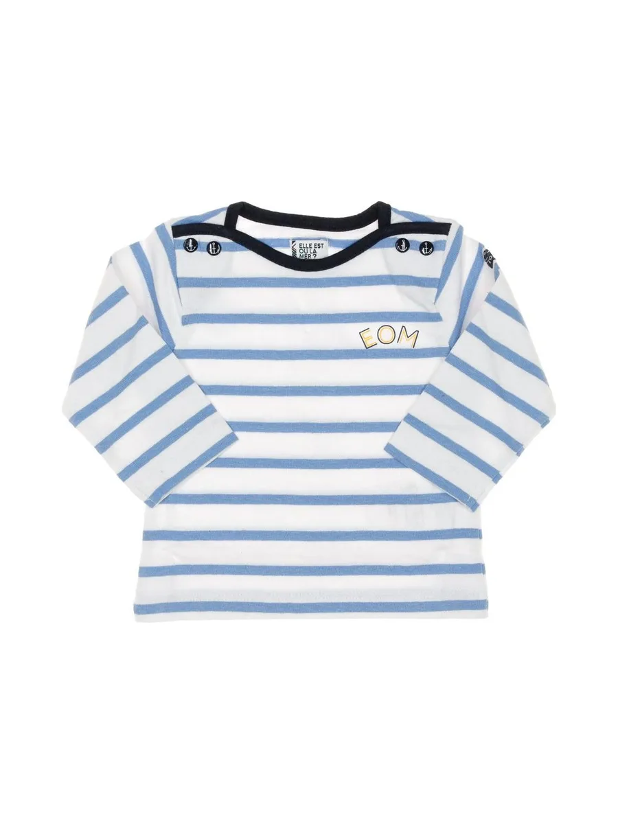 T-Shirt Blanc/Bleu Garçon EOM Eloris Raye 2