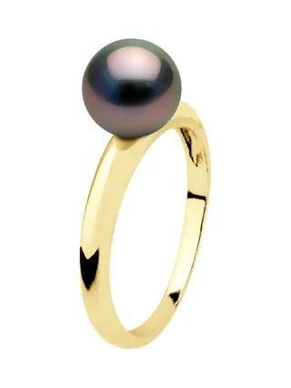 Bague Jonc Véritable Perle de Tahiti Ronde 7.5-8 mm — Or Jaune 375 Millièmes 4