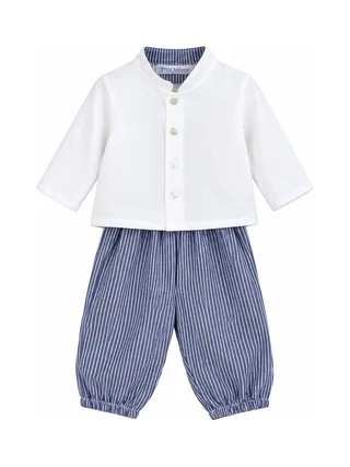 Ensemble Blanc/Bleu Bébé P'tit Mome Paolo 1