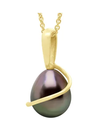 Pendentif Bélière Articulée Véritable Perle de Tahiti Poire 8-9 mm — Or Jaune 375 Millièmes 1