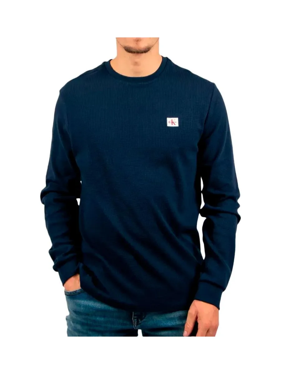 Sweat Marine Homme Calvin Klein Jeans Waffle Badge 2