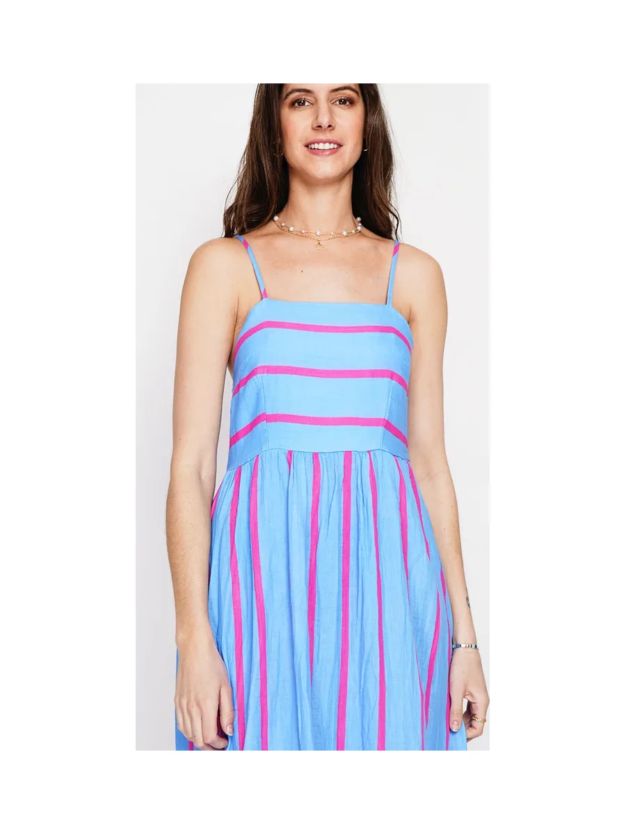 Robe Longue d'Été à Bretelles Rayée 13