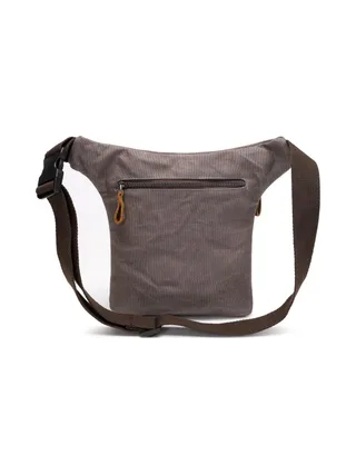 JEFF - Pochette banane en cuir véritable et toile enduite - Bleu 20
