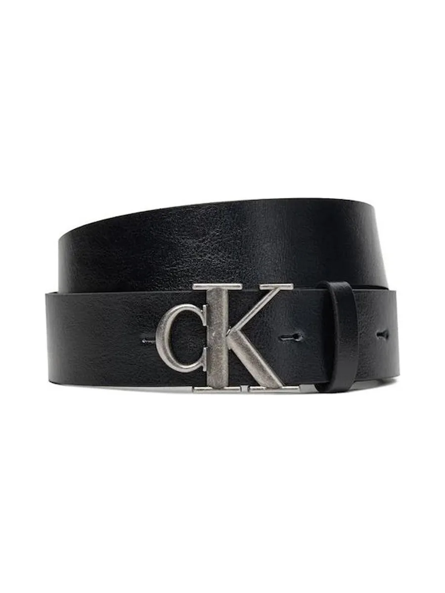 Ceinture Noir/Argent Homme Calvin Klein Jeans Ck Buckle Tumbled 35 - T 2