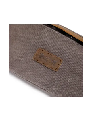 FLO - Sac banane en cuir véritable et toile enduite - Bleu 23