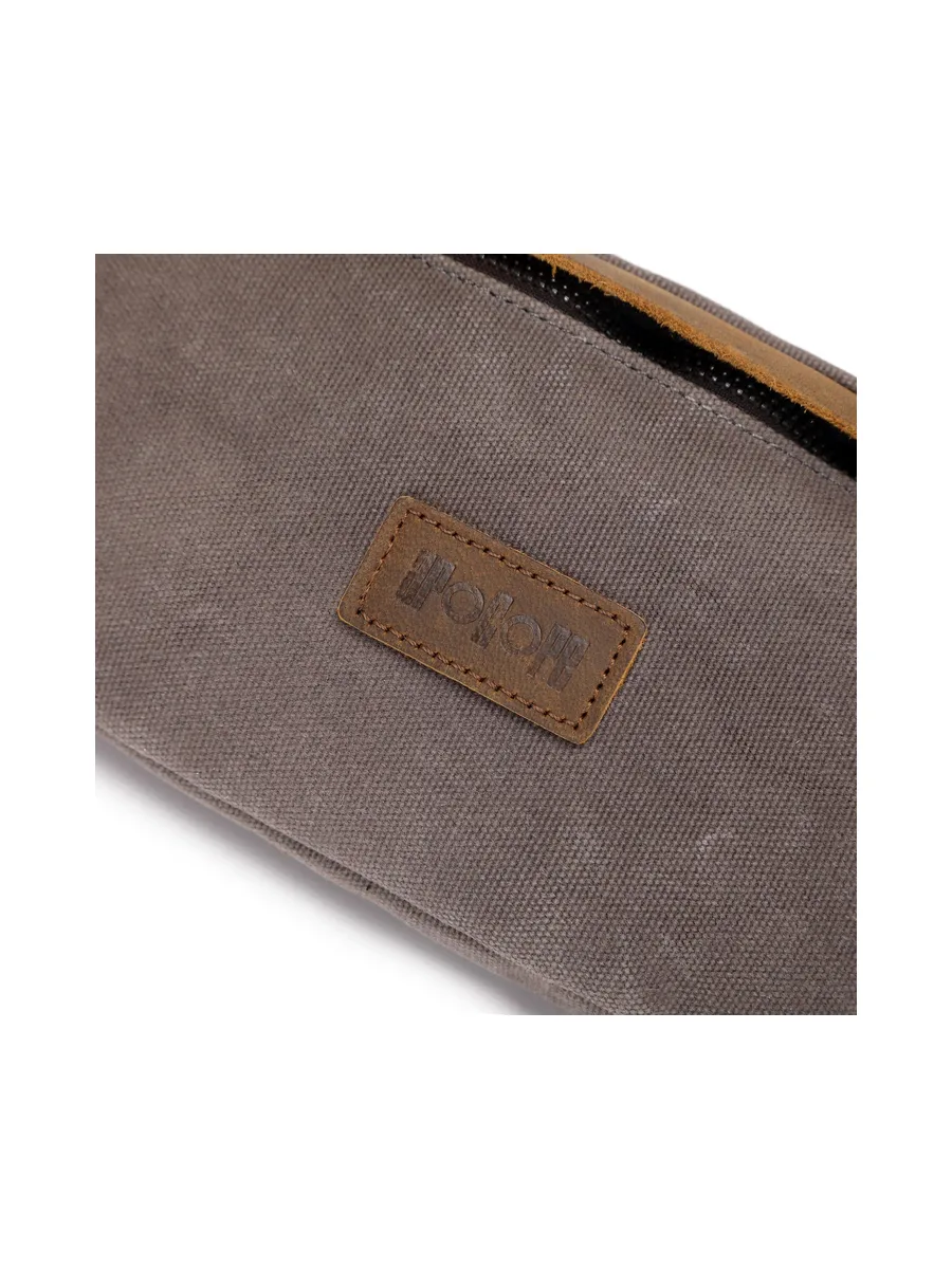 FLO - Sac banane en cuir véritable et toile enduite - Bleu 23