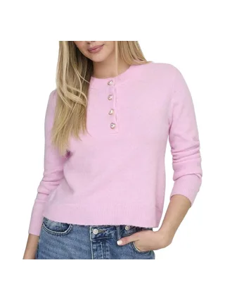 Pull Rose Femme Only Half Button 1