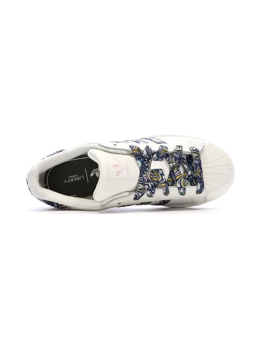 Baskets Blanc Cassé/Multicolore Fille/Femme Adidas Superstar 5