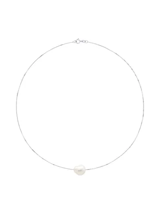 Bracelet Véritable Perle de Culture d'Eau Douce Baroque 11-12 mm — Or Blanc 375 Millièmes — 18 cm 2