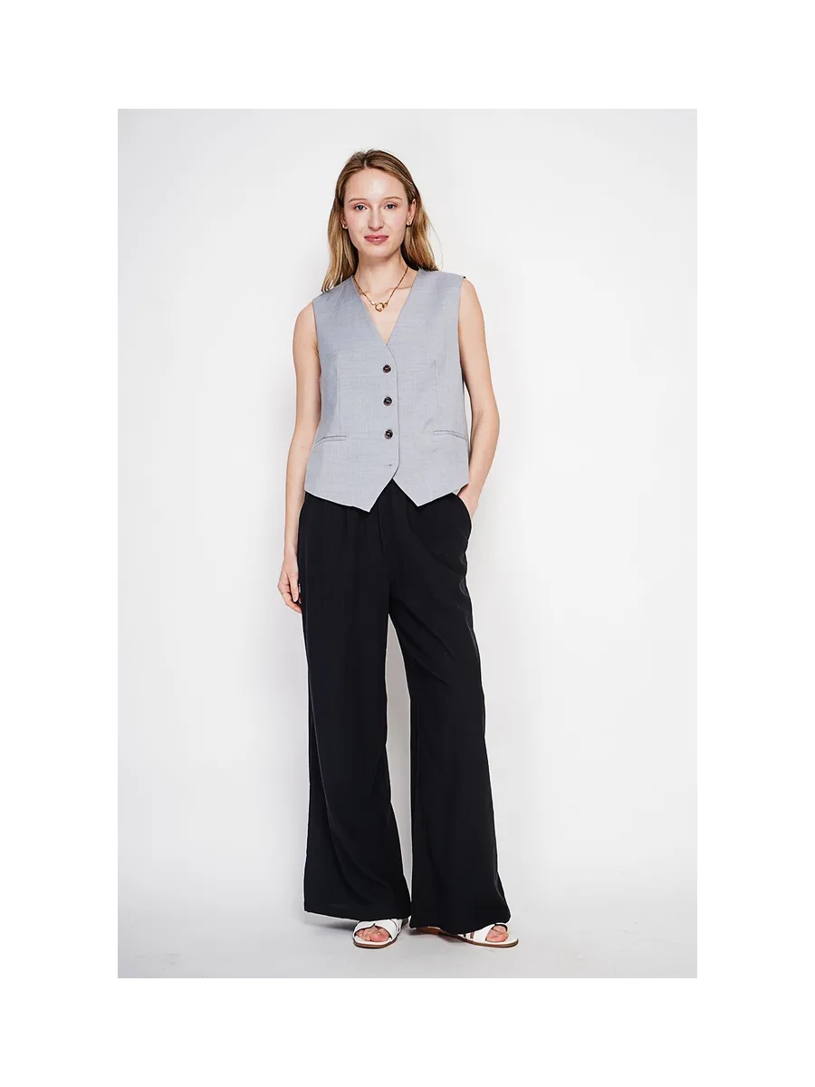 Gilet de costume court sans manches en lin doublé 5