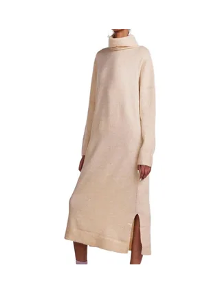 Robe Pull Beige Femme Pieces Rollneck Knitt 1
